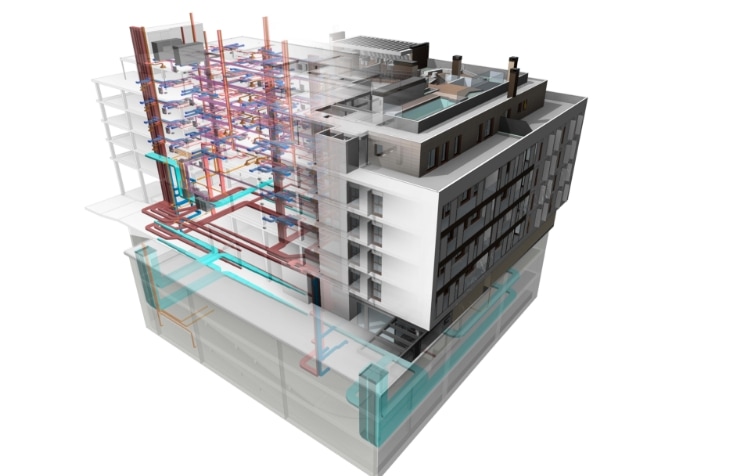 Plano de un edificio, vista alzada