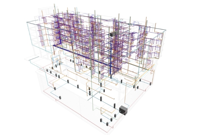 Plano de un edificio, vista alzada