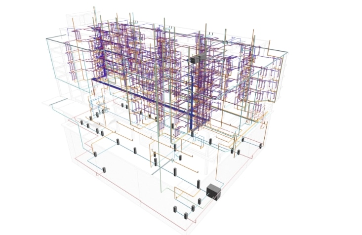 Plano de un edificio, vista alzada