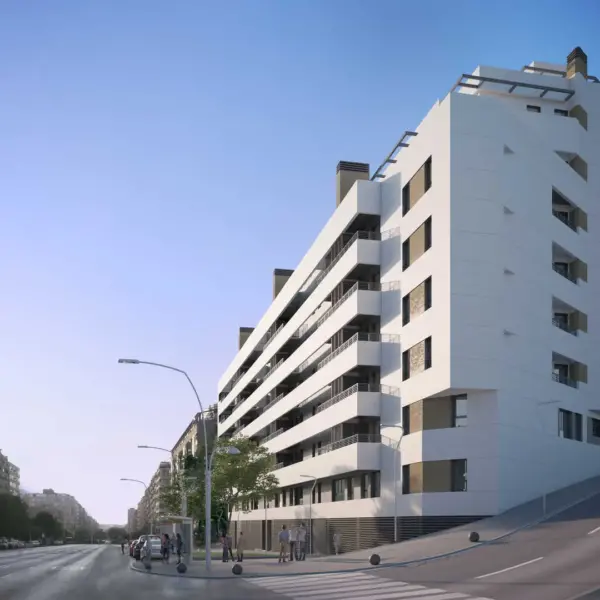 Imagen lateral de la fachad a de las 54 viviendas CULMIA de Jaén