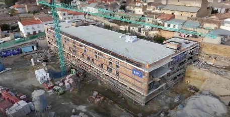 Imagen de Dron del proyecto en marcha de la residencia de ancianos de Alhendín